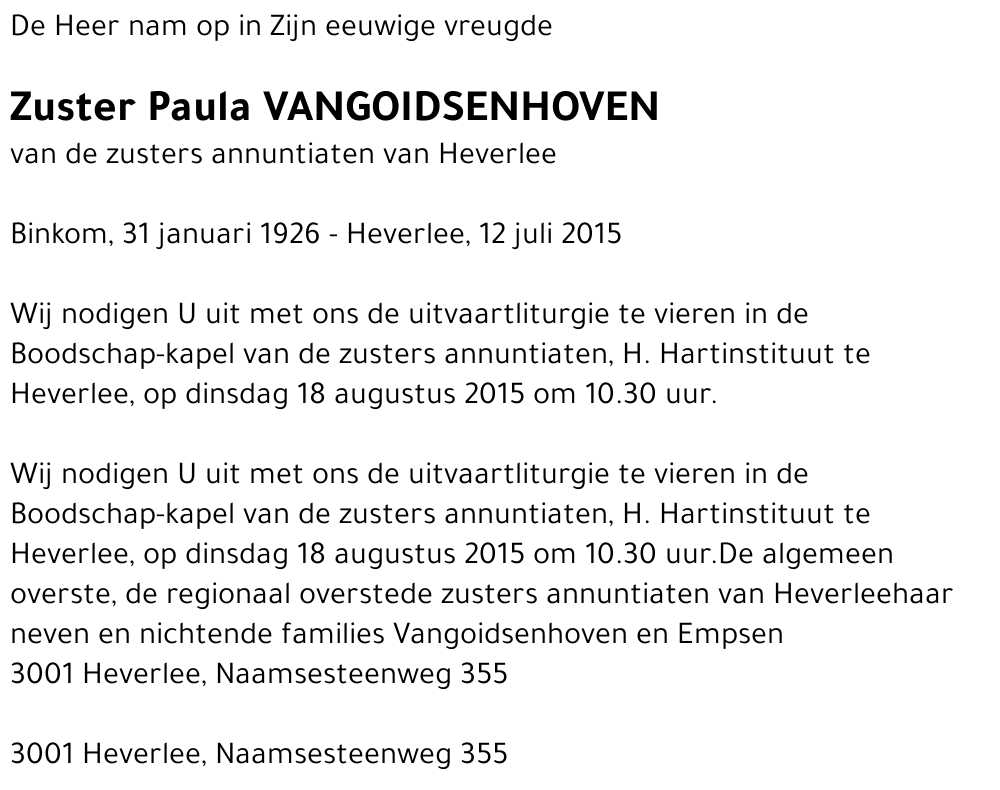 Paula VANGOIDSENHOVEN