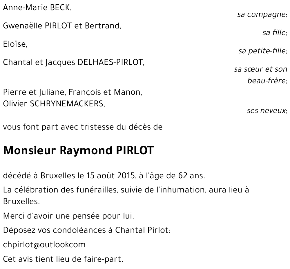 Raymond PIRLOT