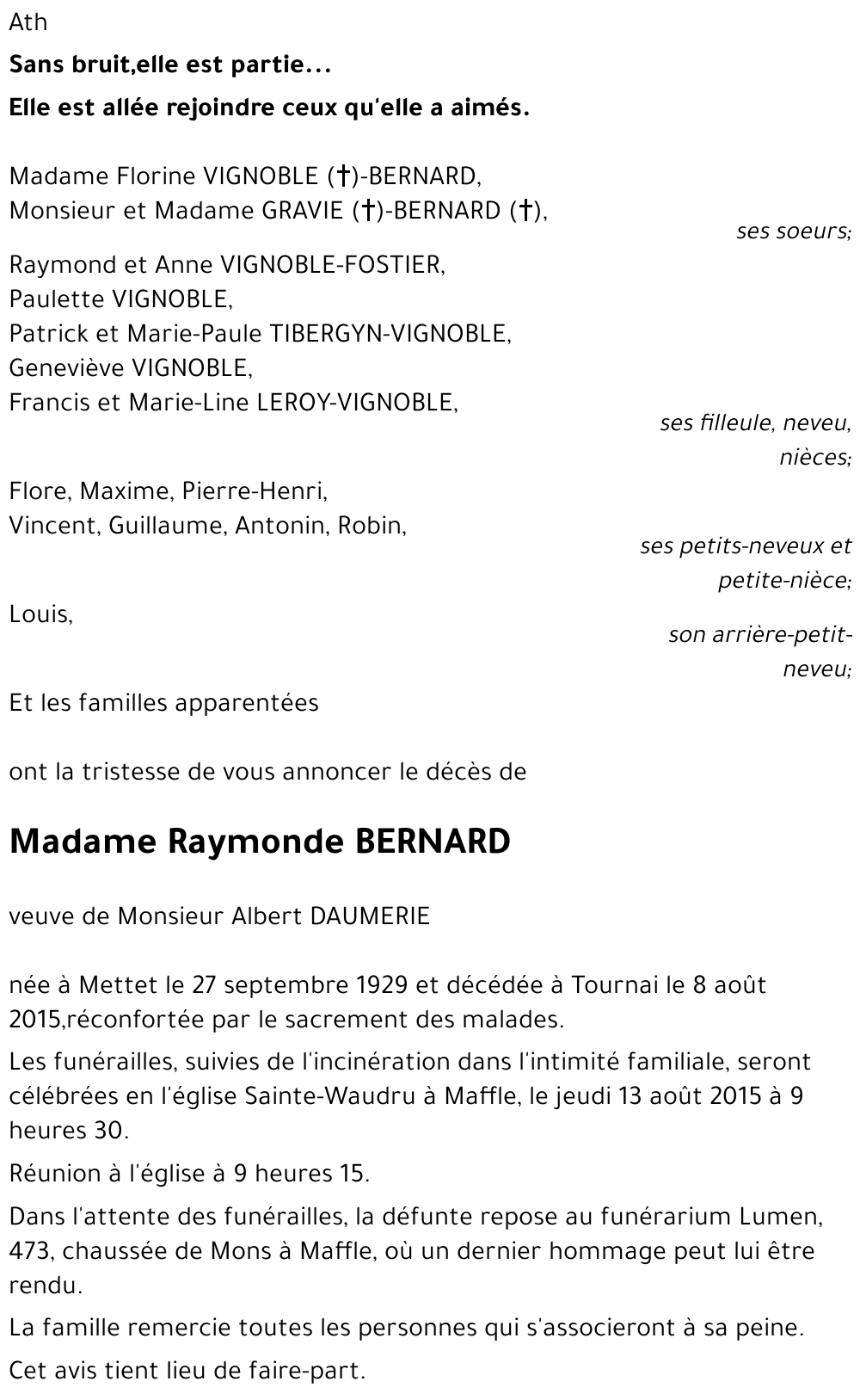 Raymonde BERNARD