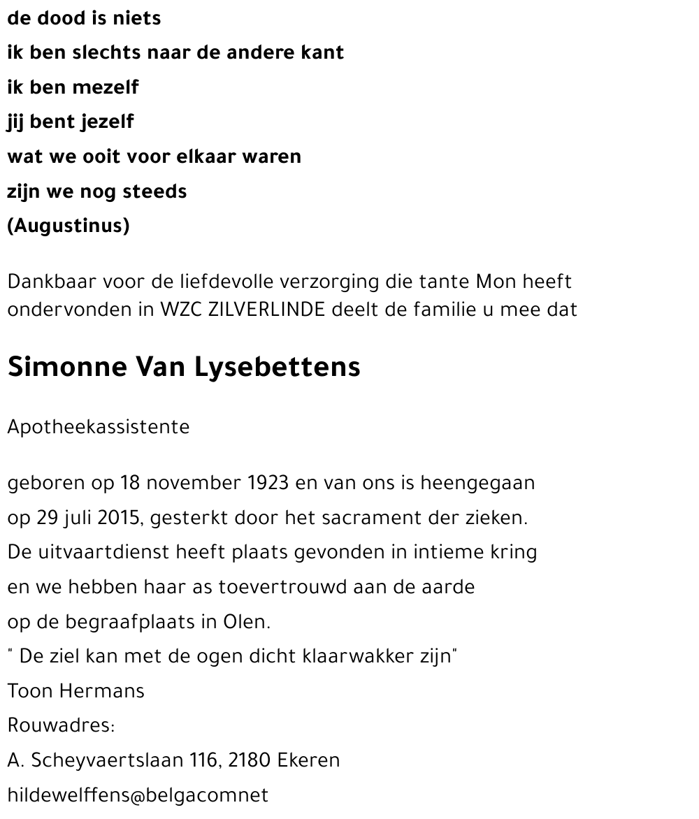 Simonne Van Lysebettens