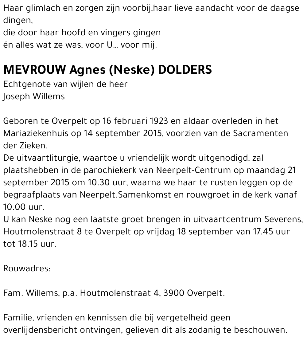 Agnes (Neske) Dolders