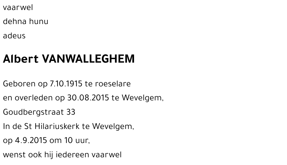 Albert VANWALLEGHEM