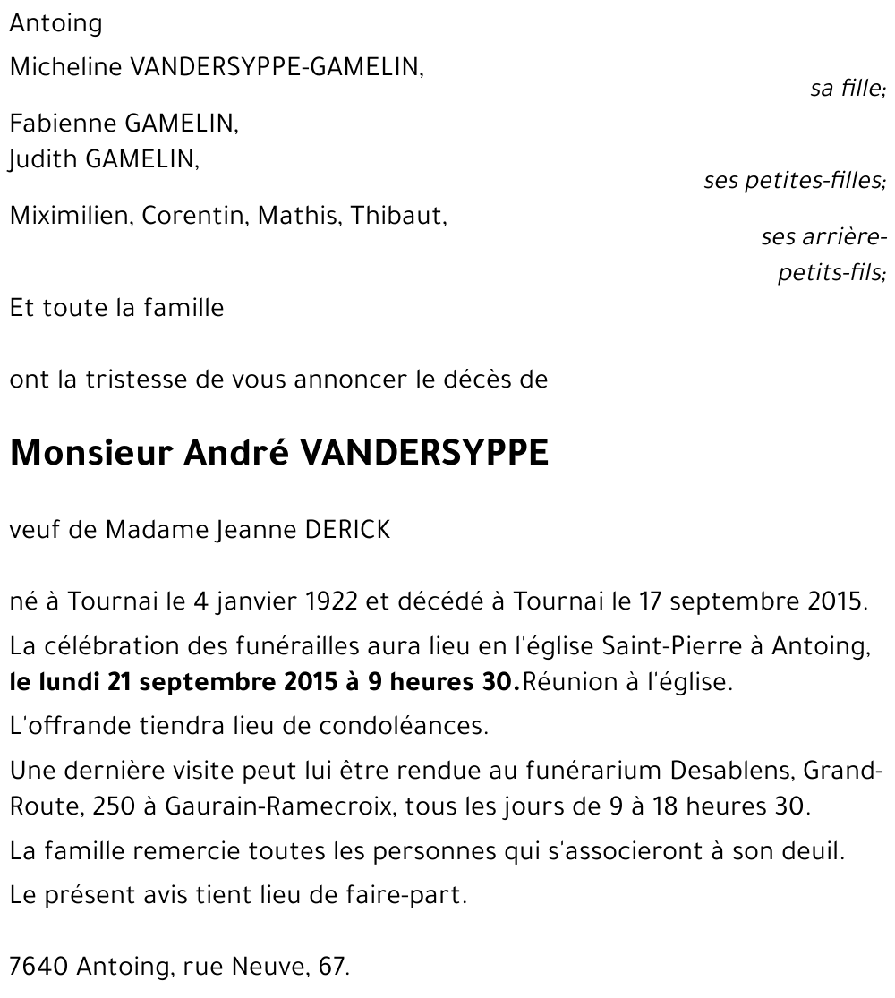 André VANDERSYPPE