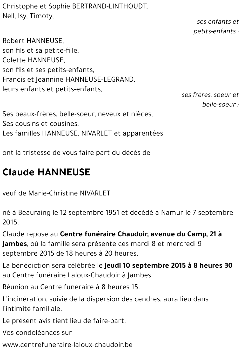 Claude HANNEUSE