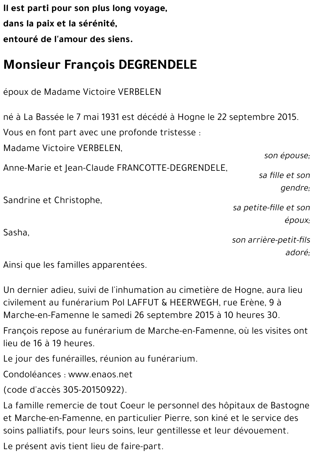 François DEGRENDELE