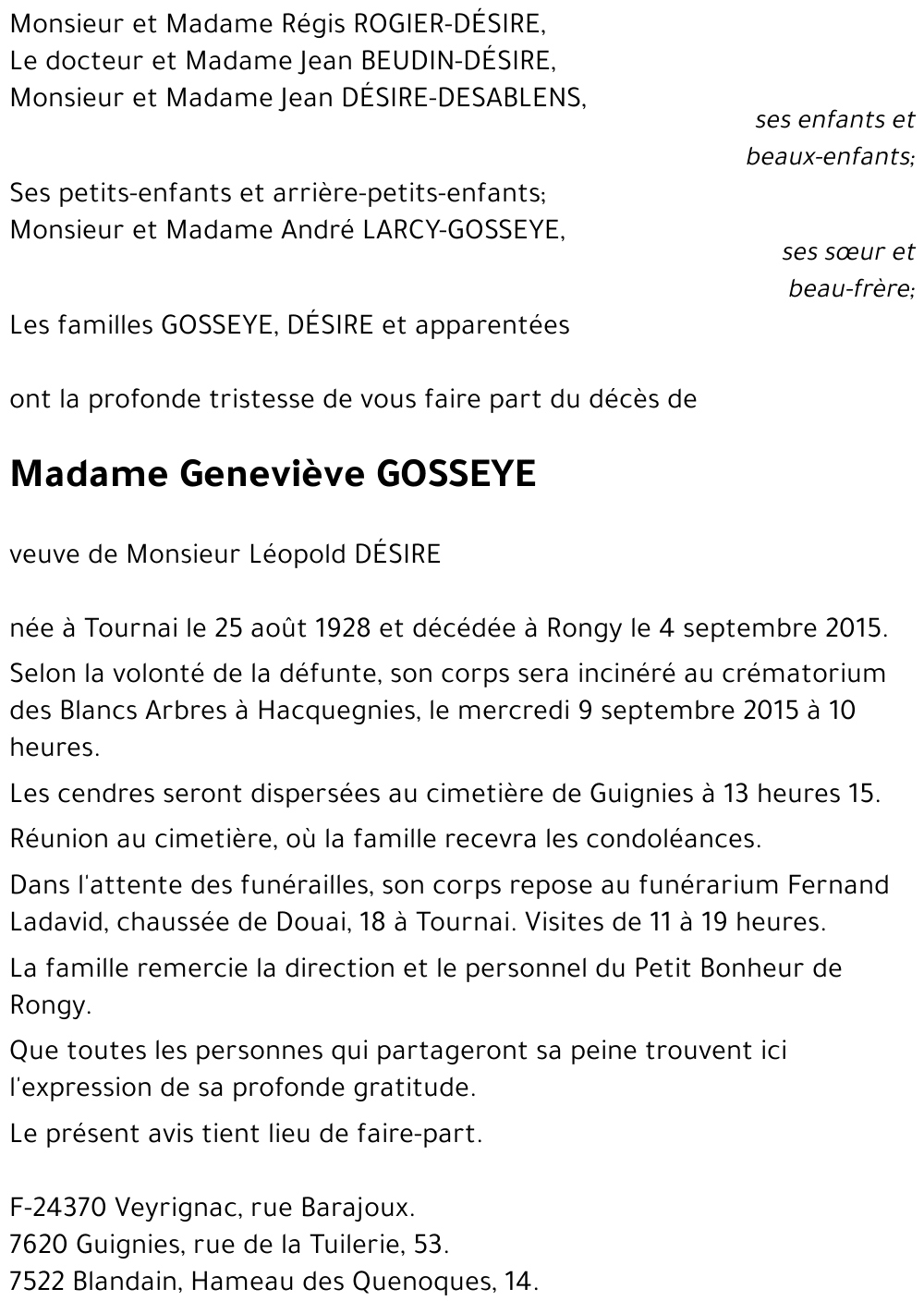 Geneviève GOSSEYE