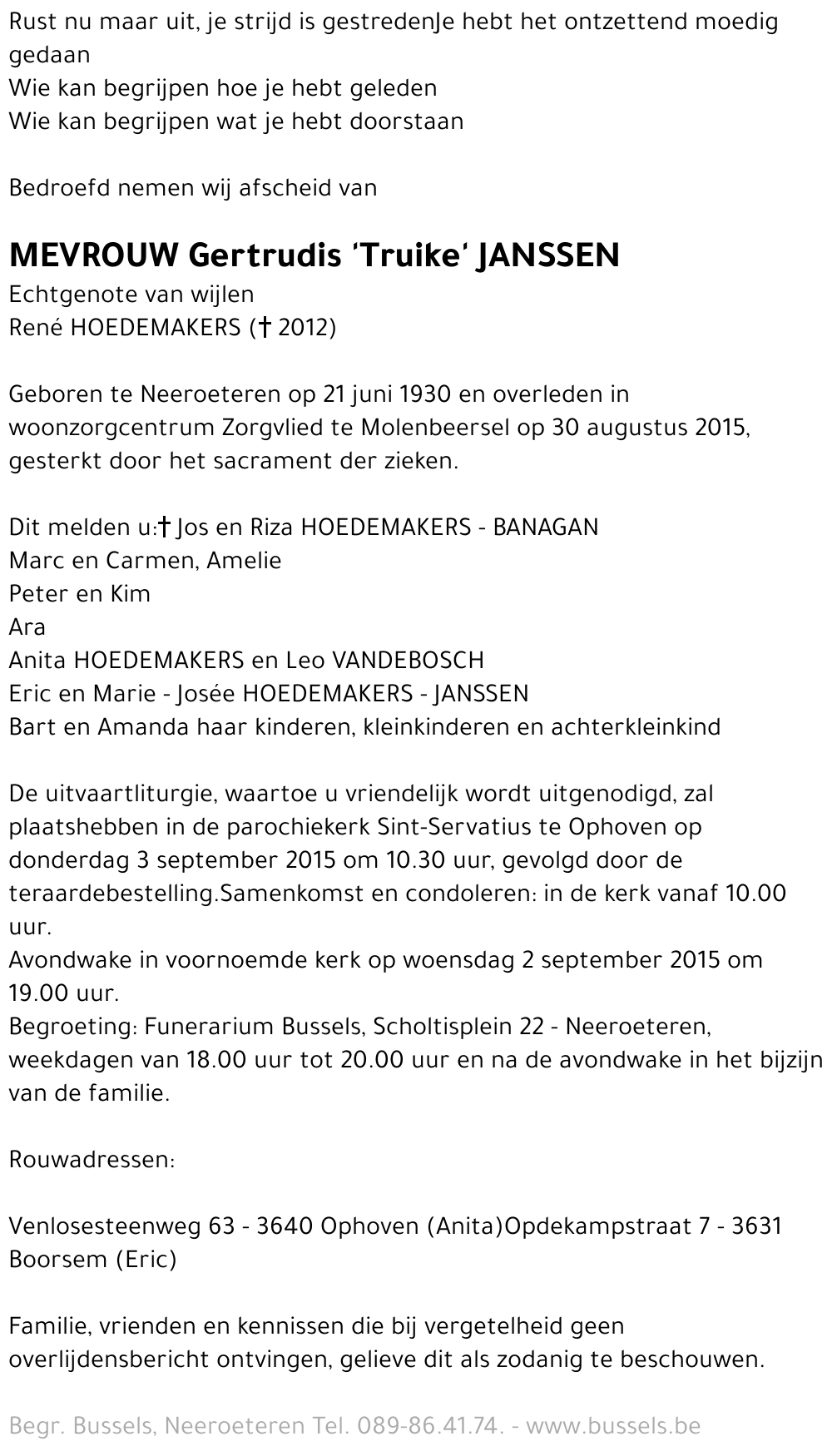 Gertrudis 'Truike' JANSSEN