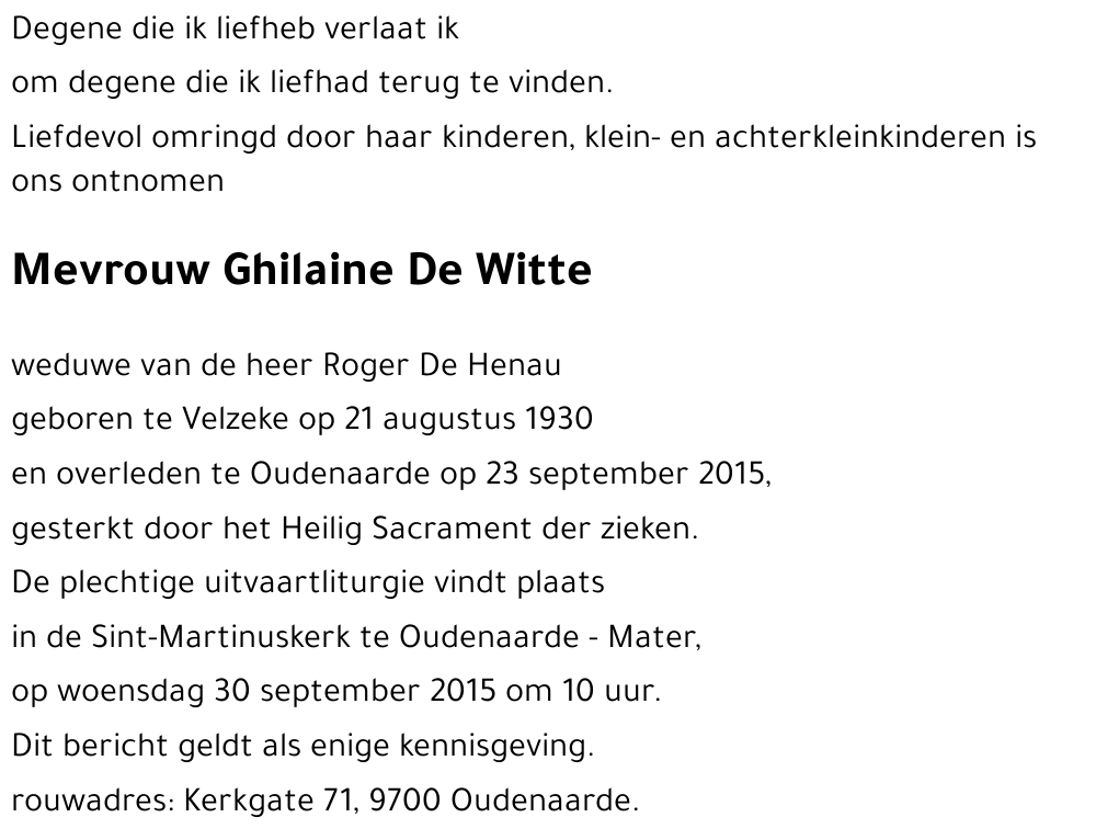 Ghilaine De Witte