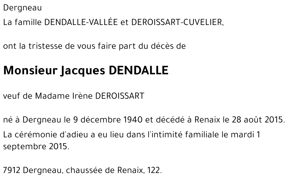 Jacques DENDALLE