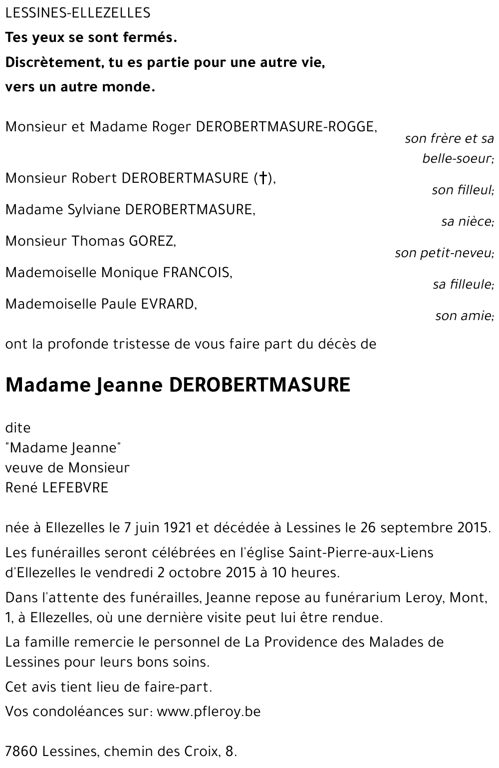 Jeanne DEROBERTMASURE