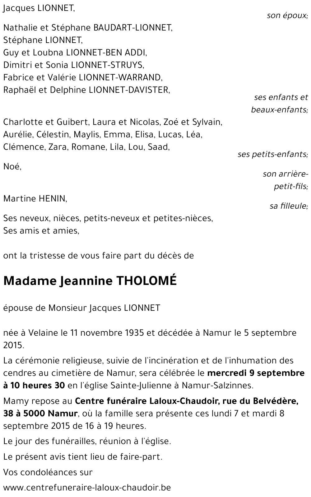 Jeannine THOLOMÉ