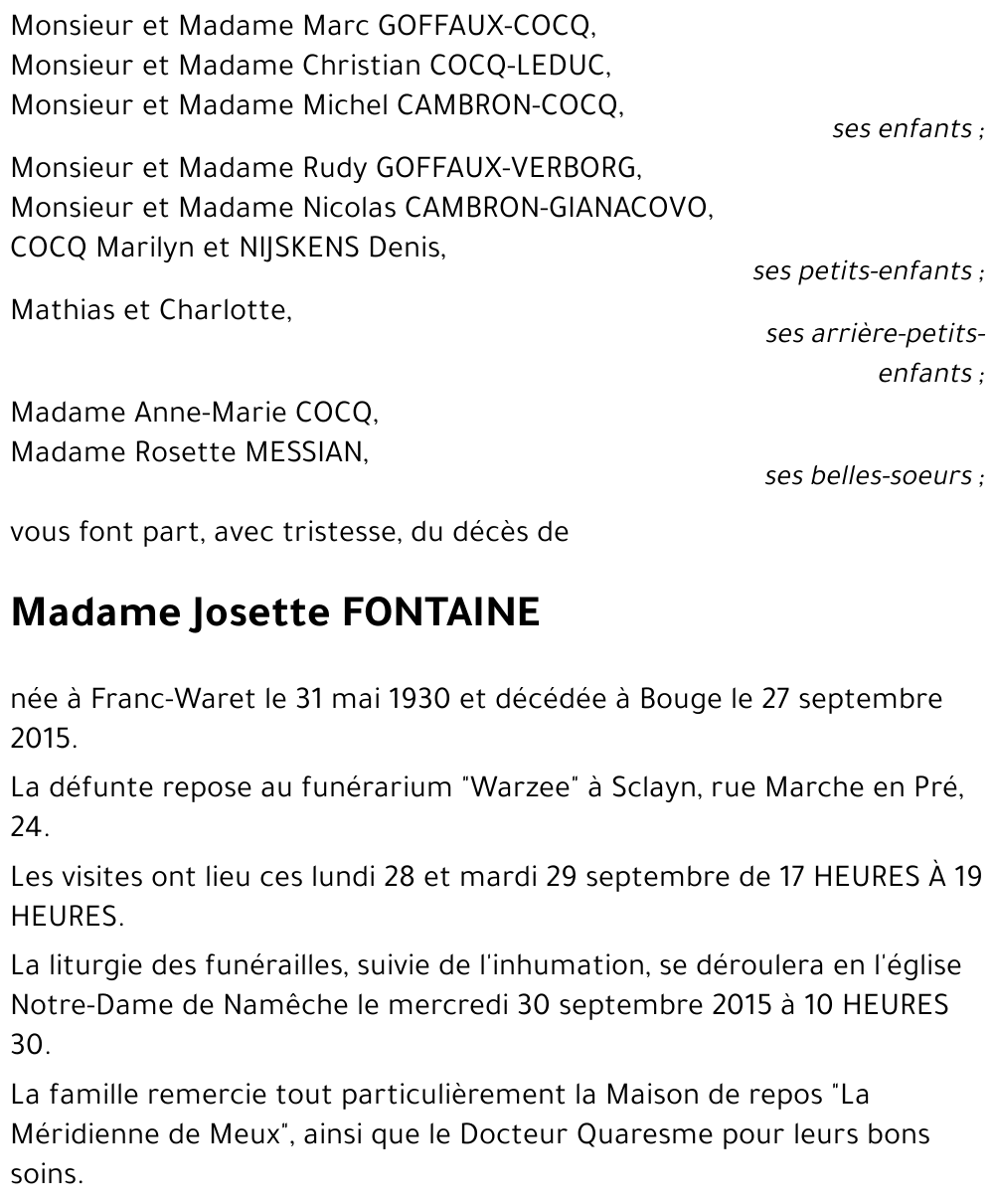 Josette FONTAINE