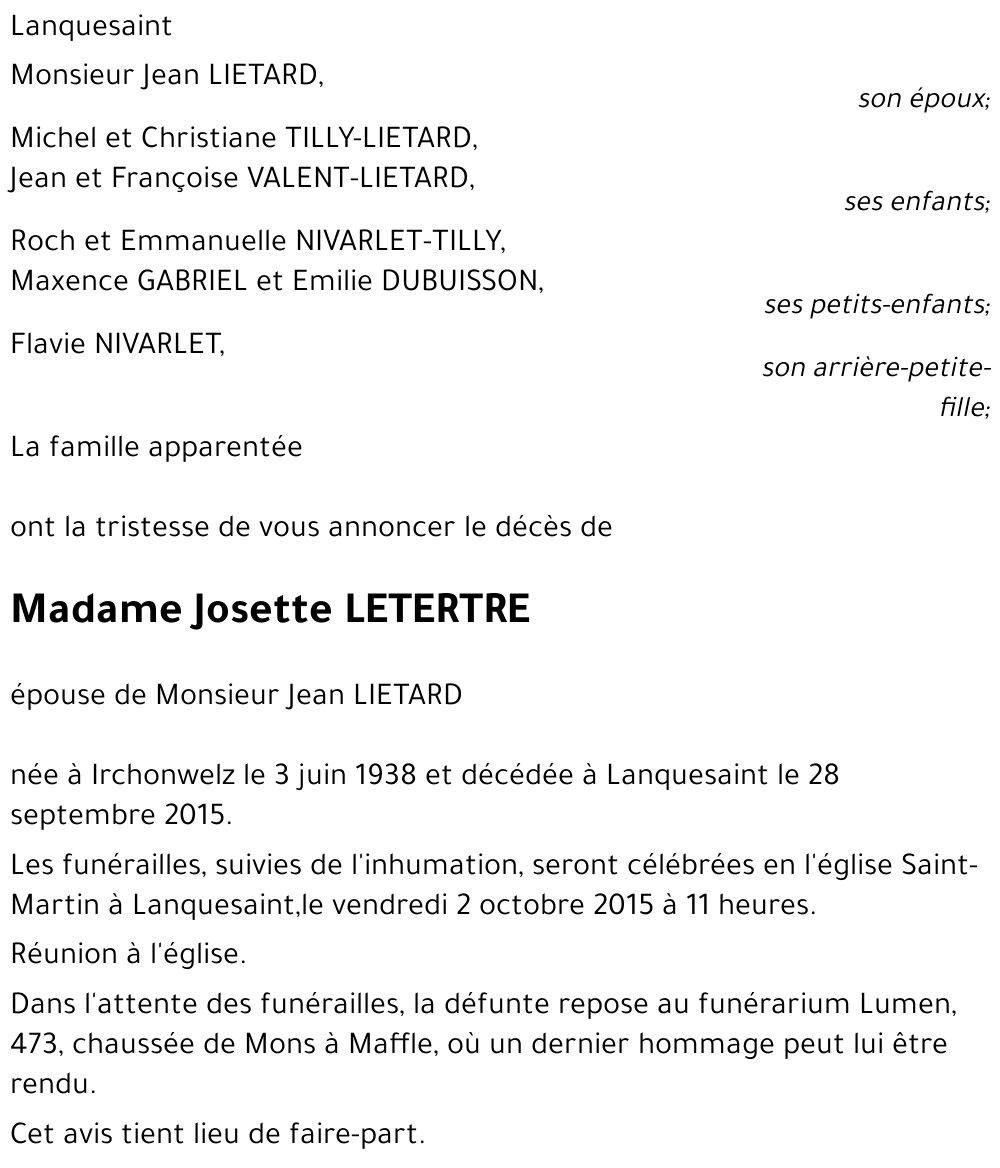 Josette LETERTRE