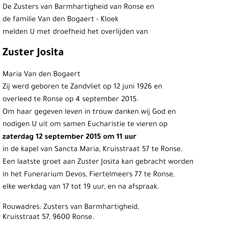 Josita Maria Van den Bogaert