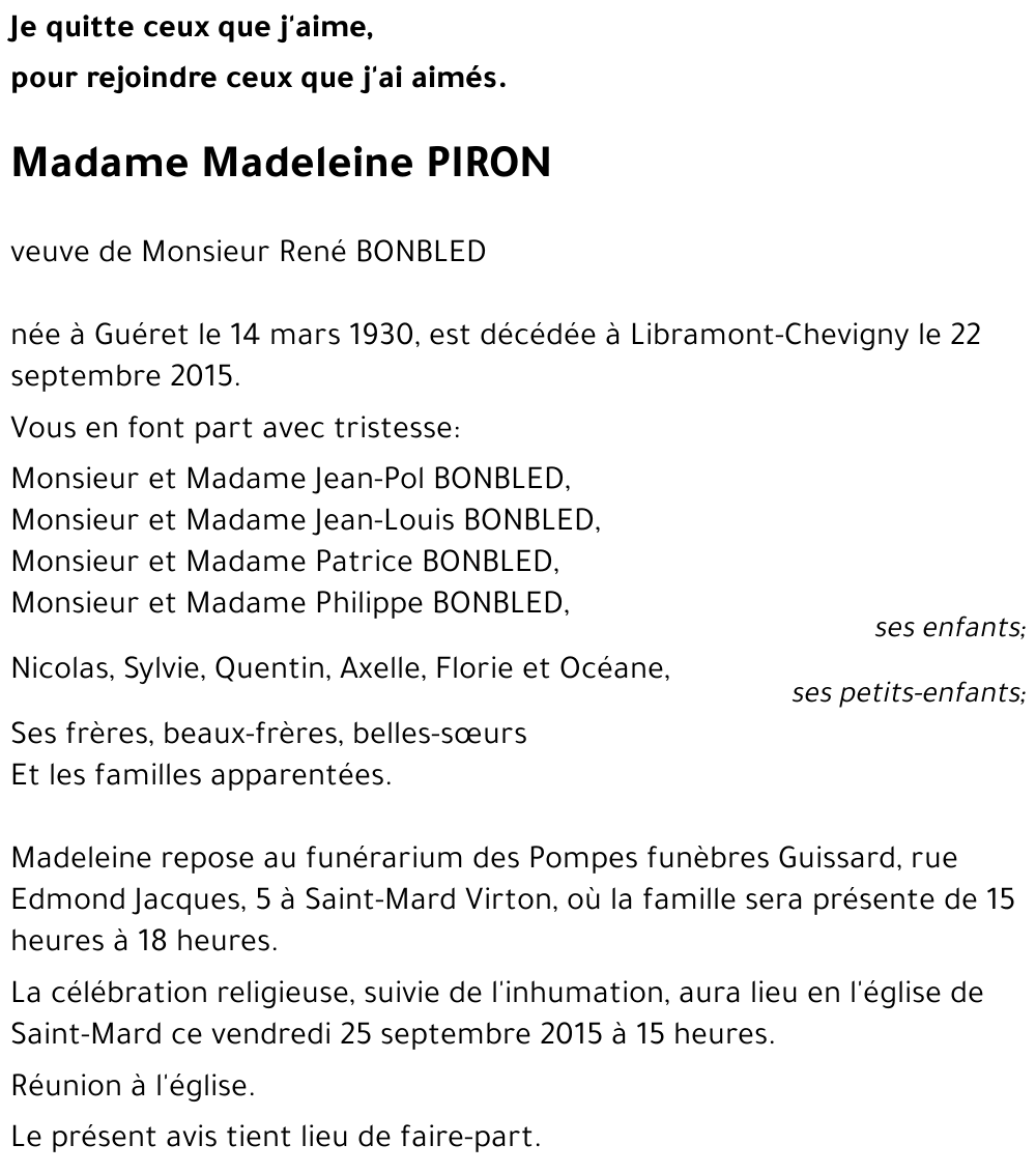 Madeleine PIRON