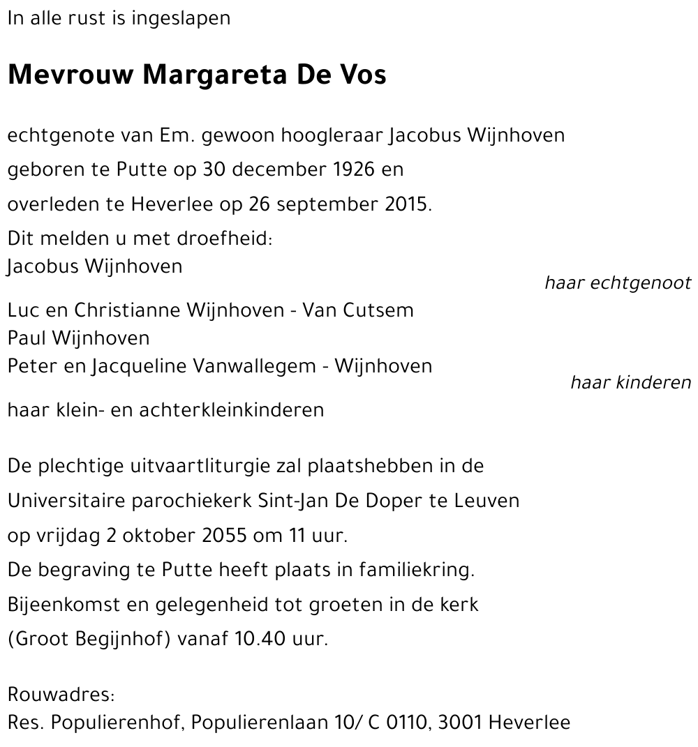 Margareta De Vos