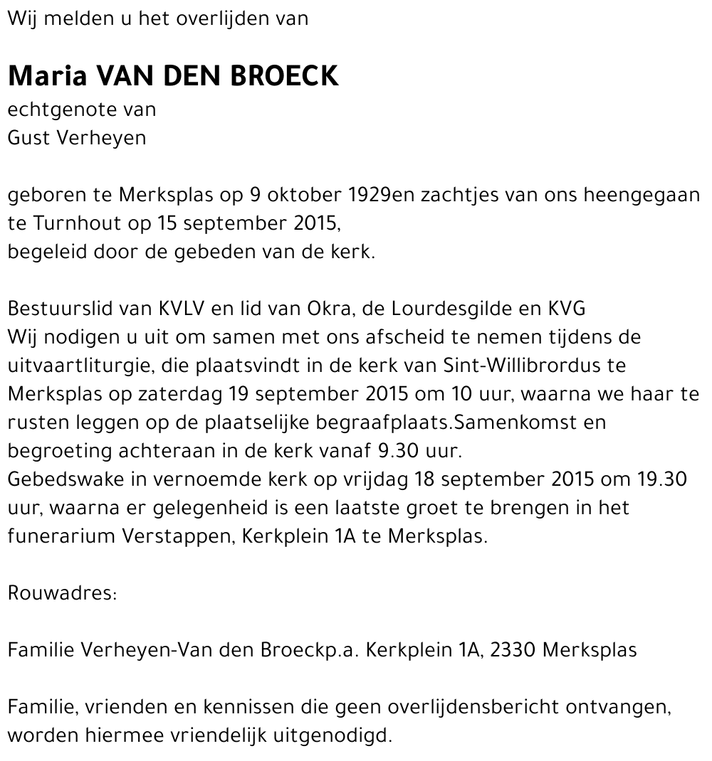 Maria Van den Broeck