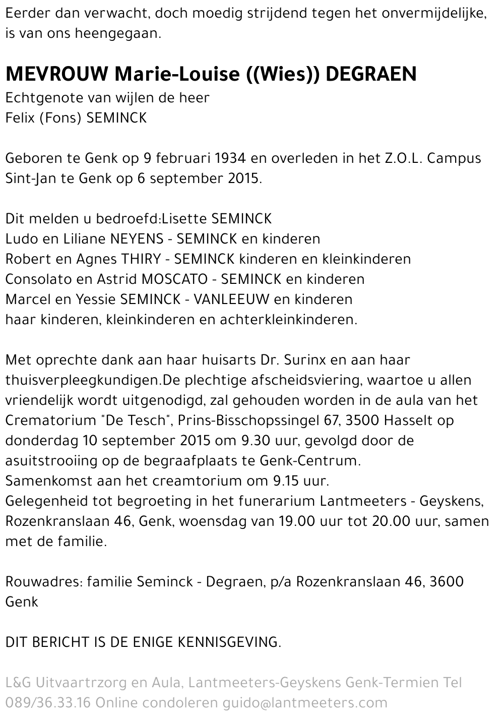 Marie-Louise DEGRAEN