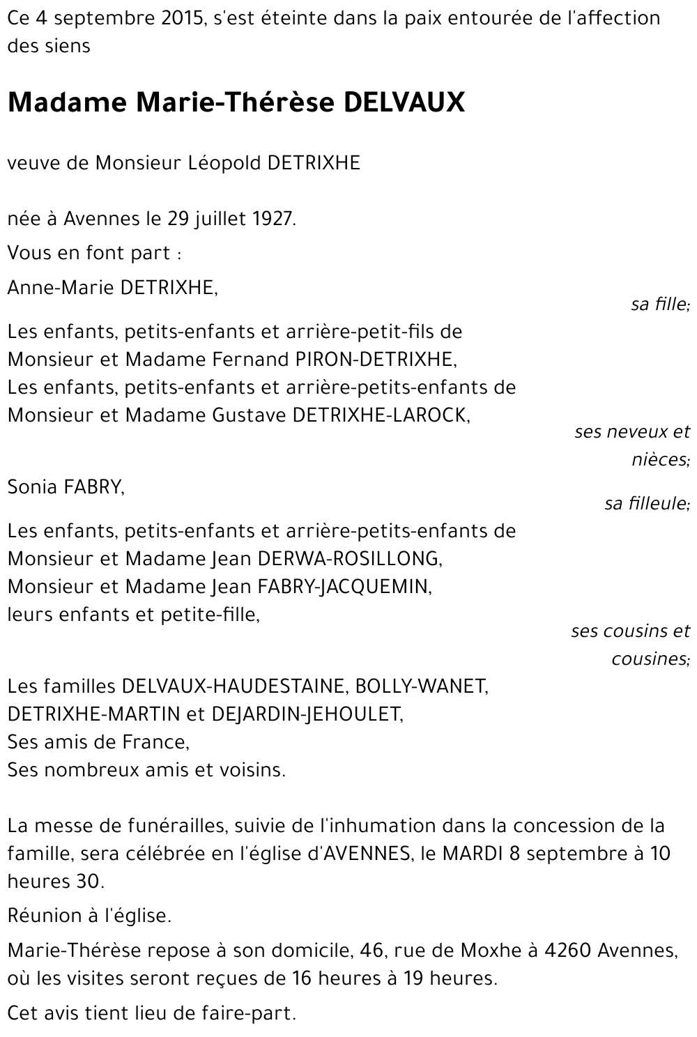 Marie-Thérèse DELVAUX