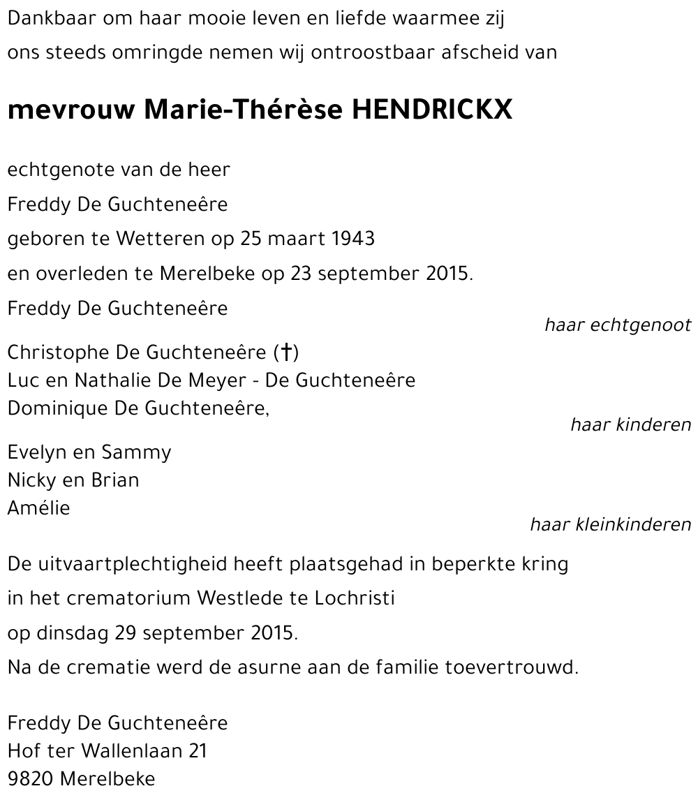 Marie-Thérèse HENDRICKX