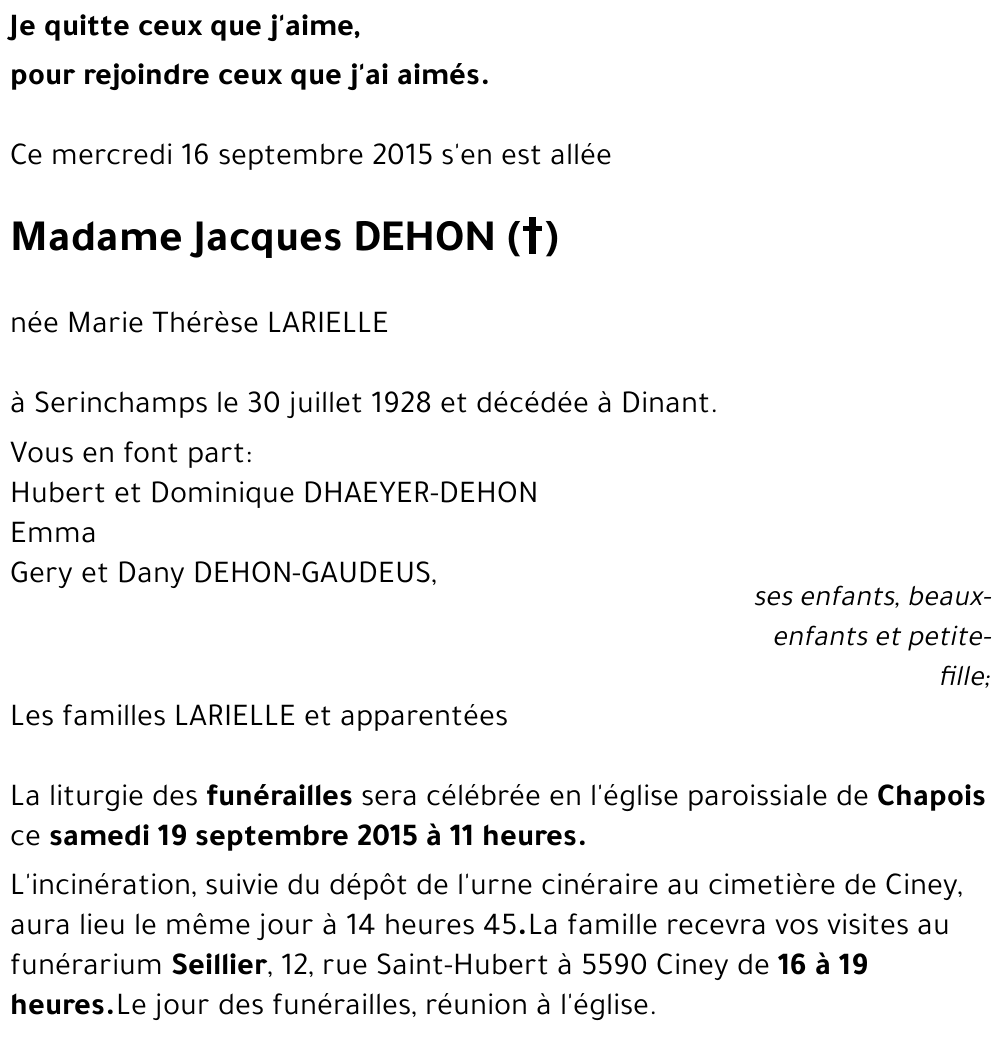 Marie Thérèse LARIELLE