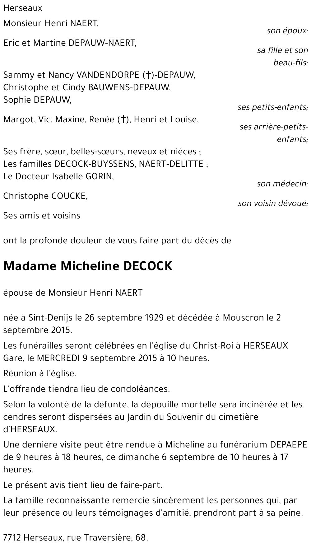 Micheline DECOCK