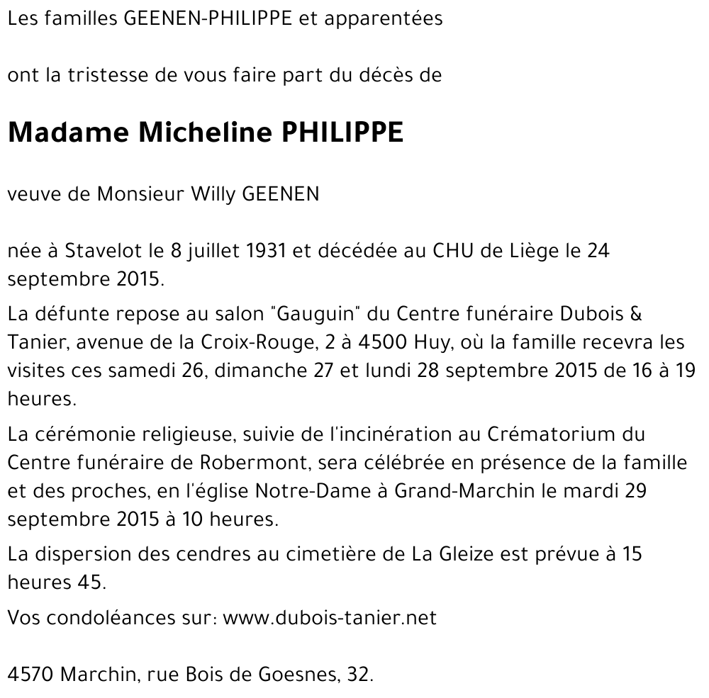 Micheline PHILIPPE