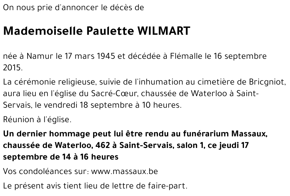 Paulette WILMART