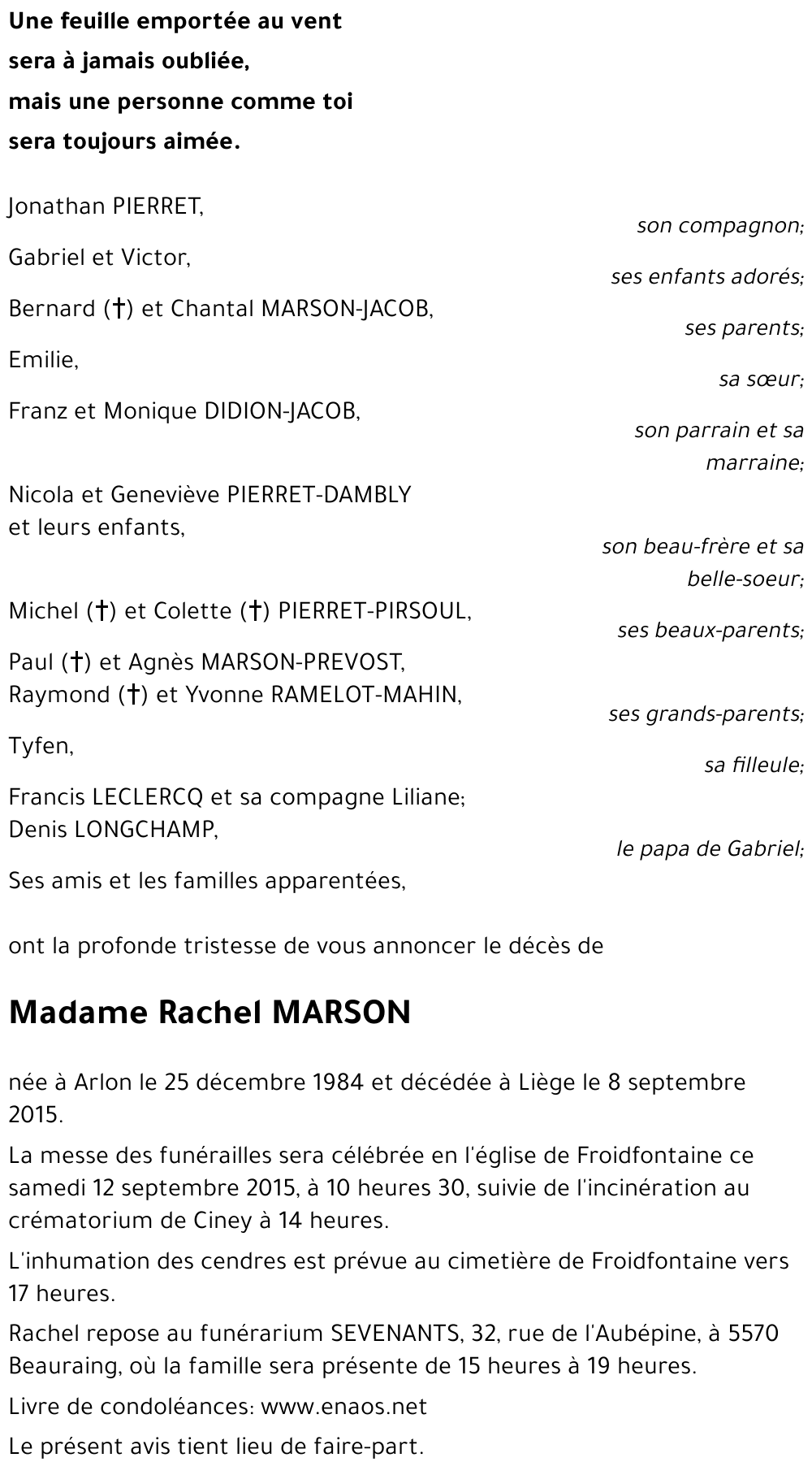 Rachel MARSON
