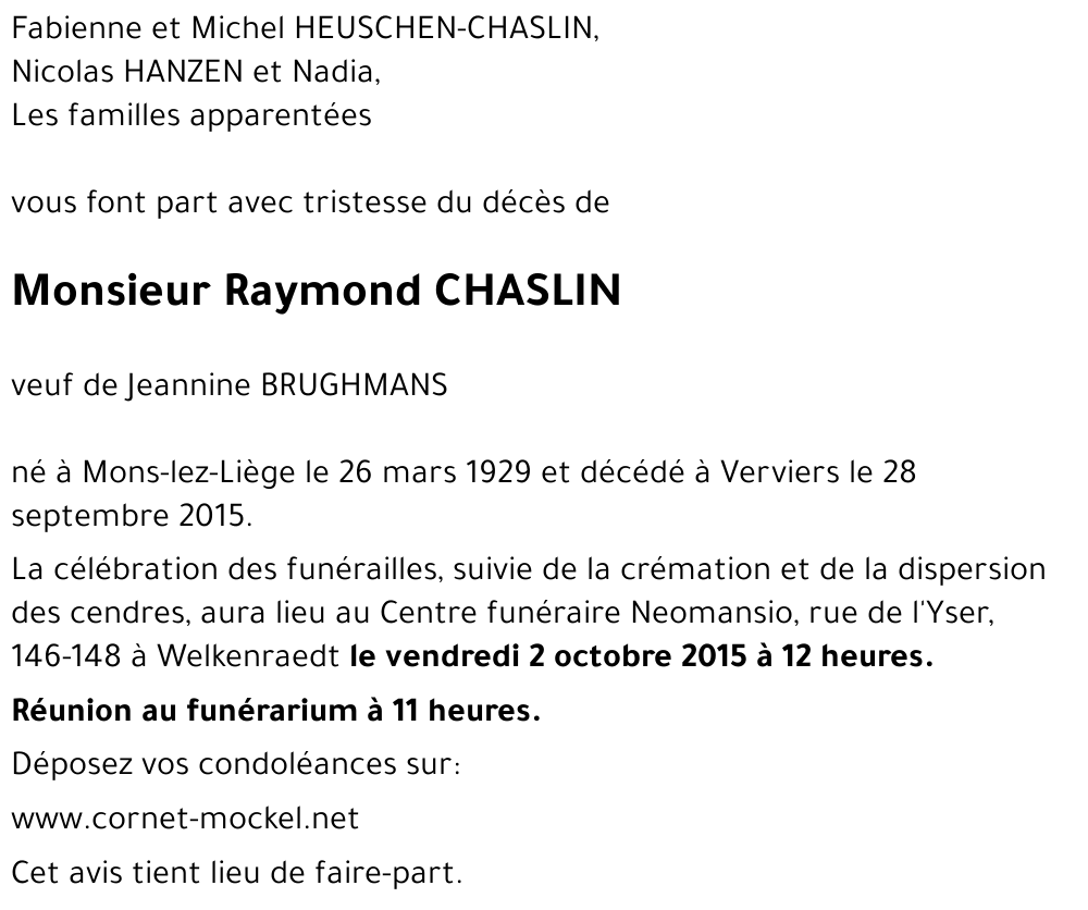 Raymond CHASLIN
