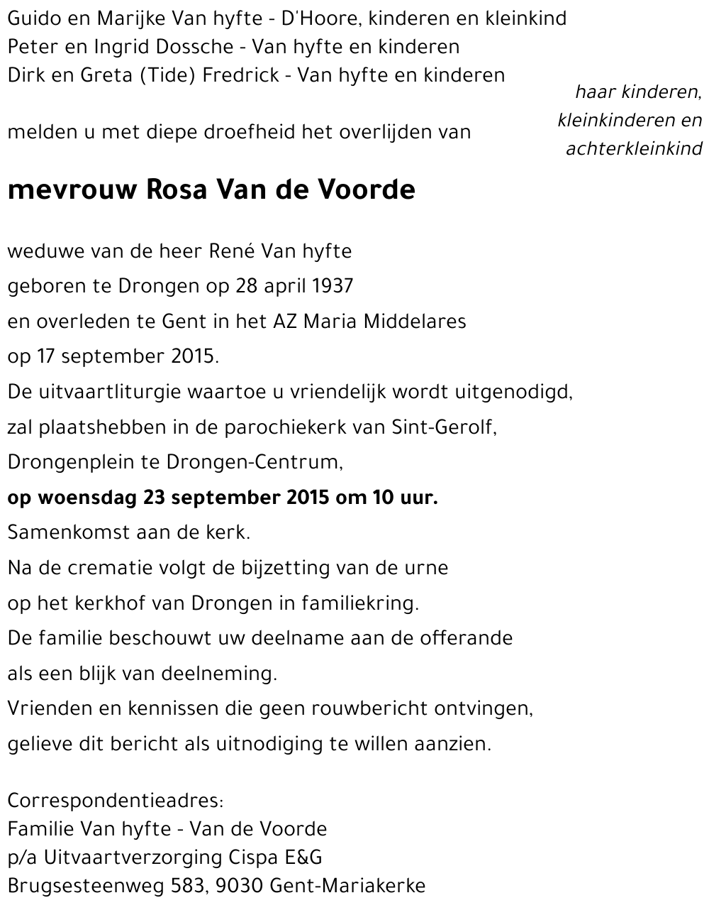 Rosa Van de Voorde
