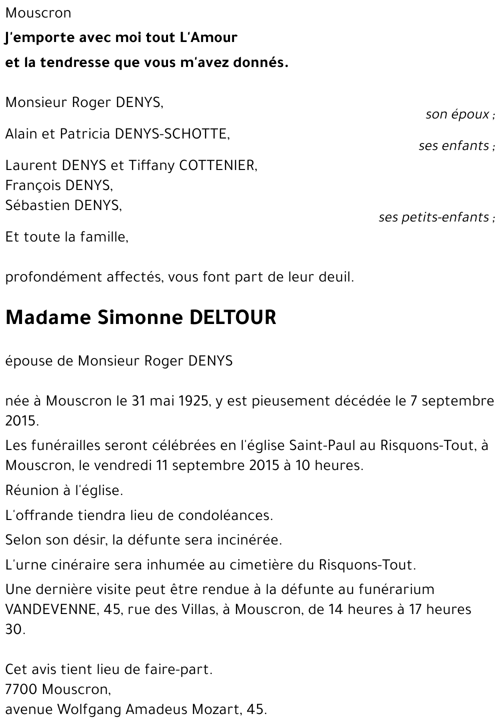 Simonne DELTOUR