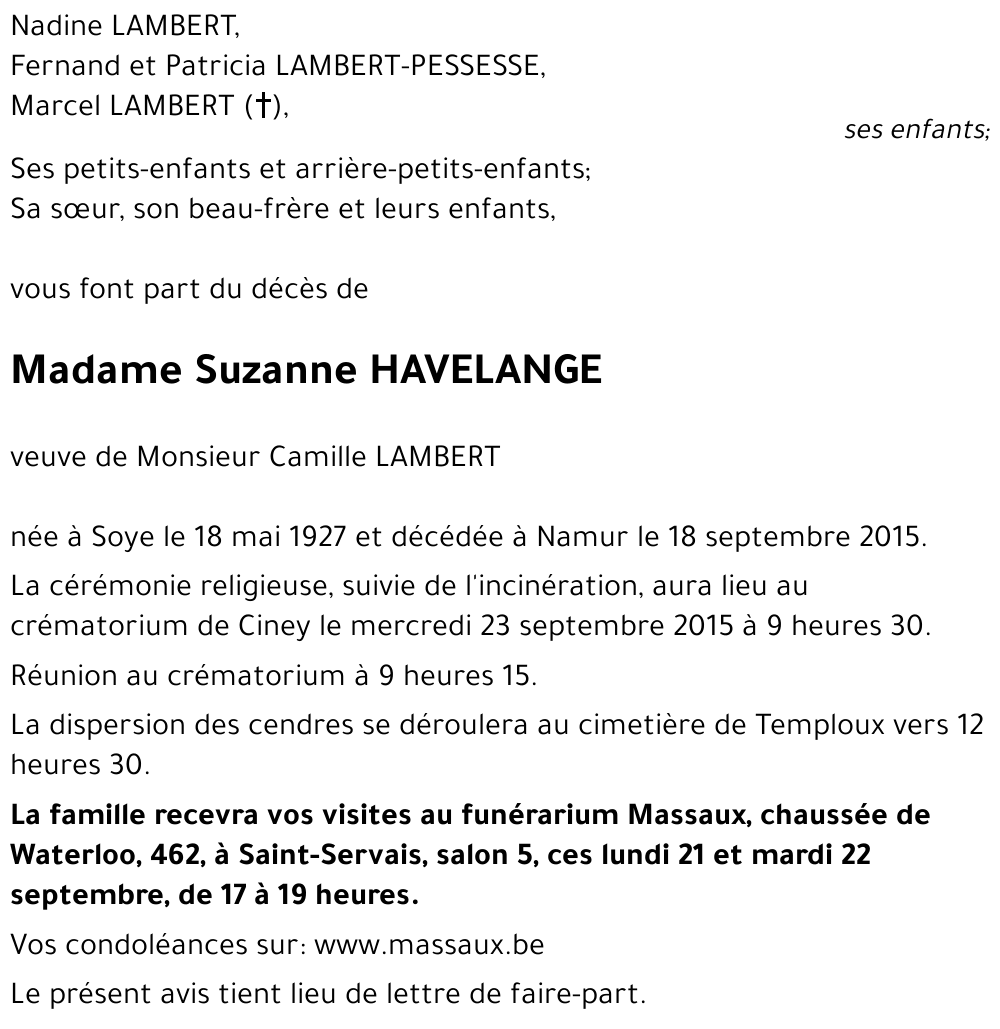 Suzanne HAVELANGE