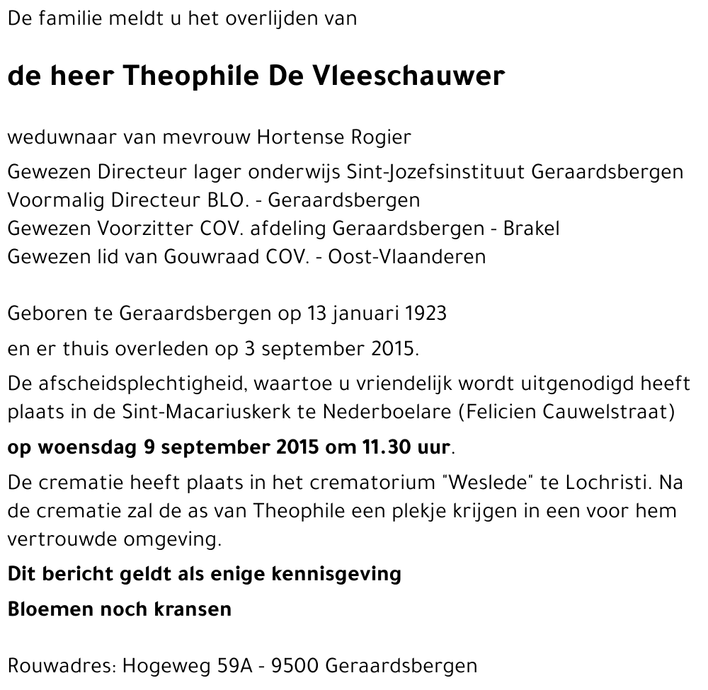 Theophile De Vleeschauwer