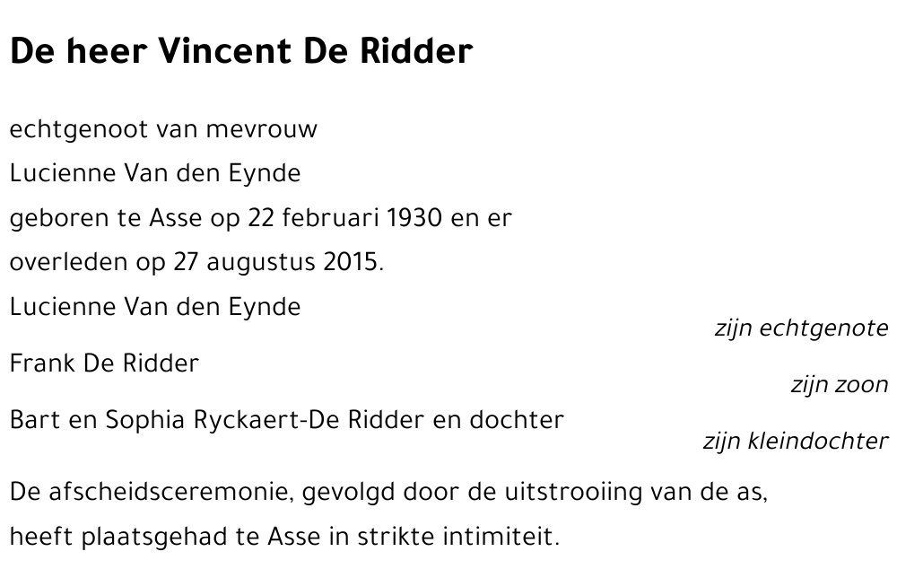 Vincent De Ridder