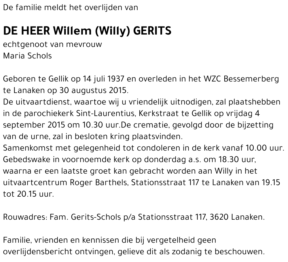 Willem (Willy) Gerits