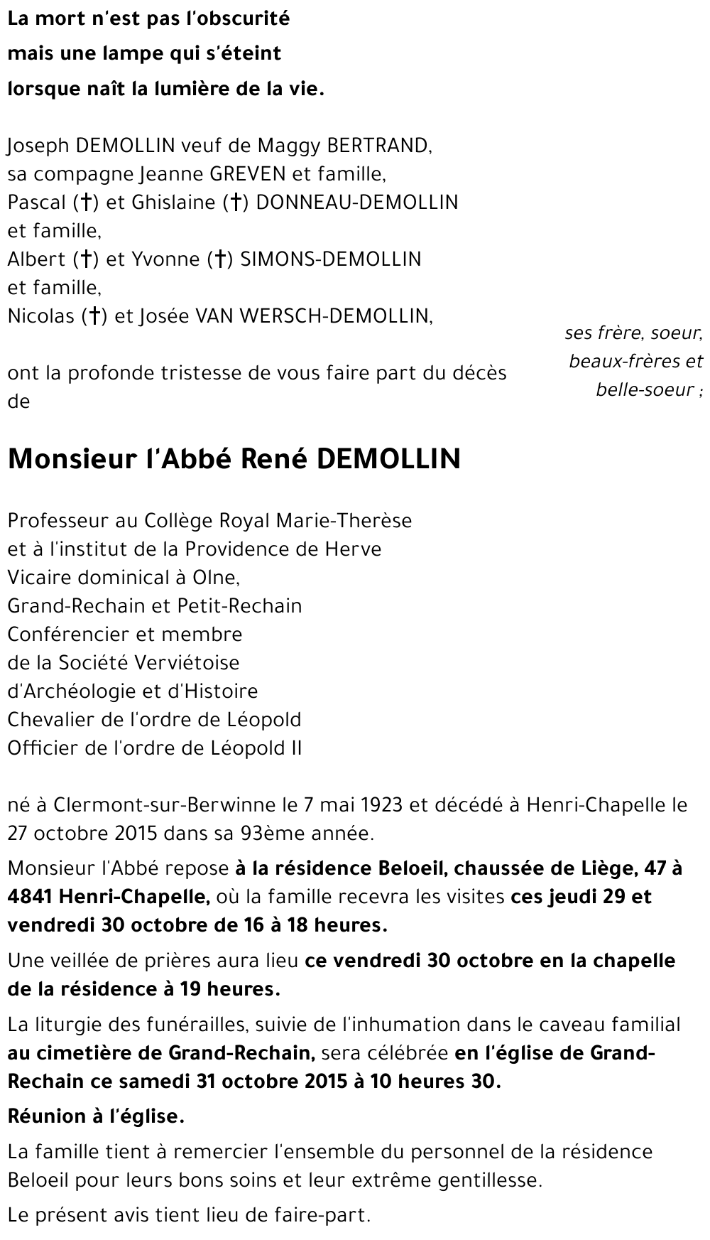 Abbé René DEMOLLIN