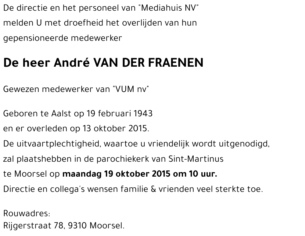 André VAN DER FRAENEN