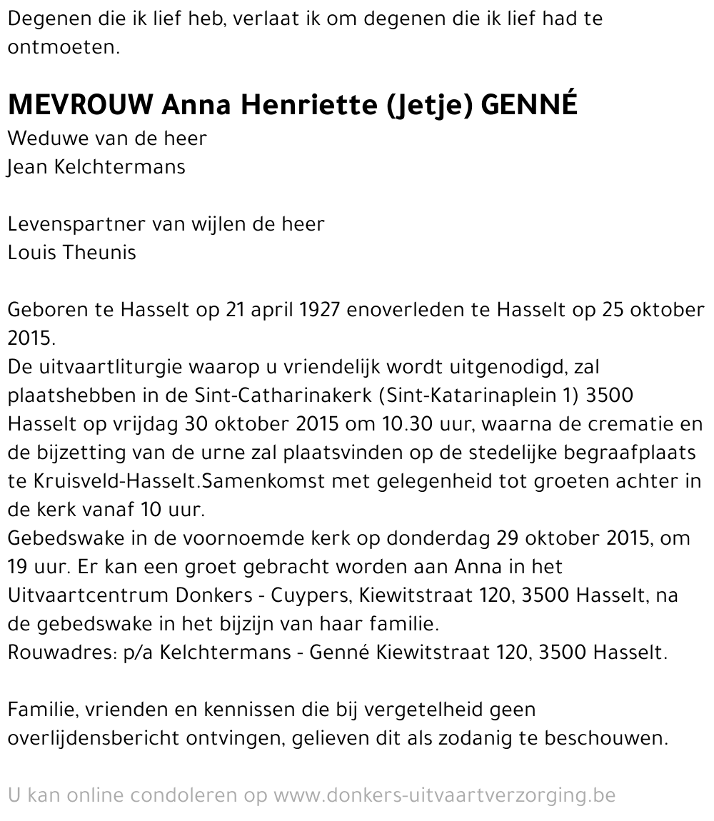 Anna Henriette (Jetje) Genné