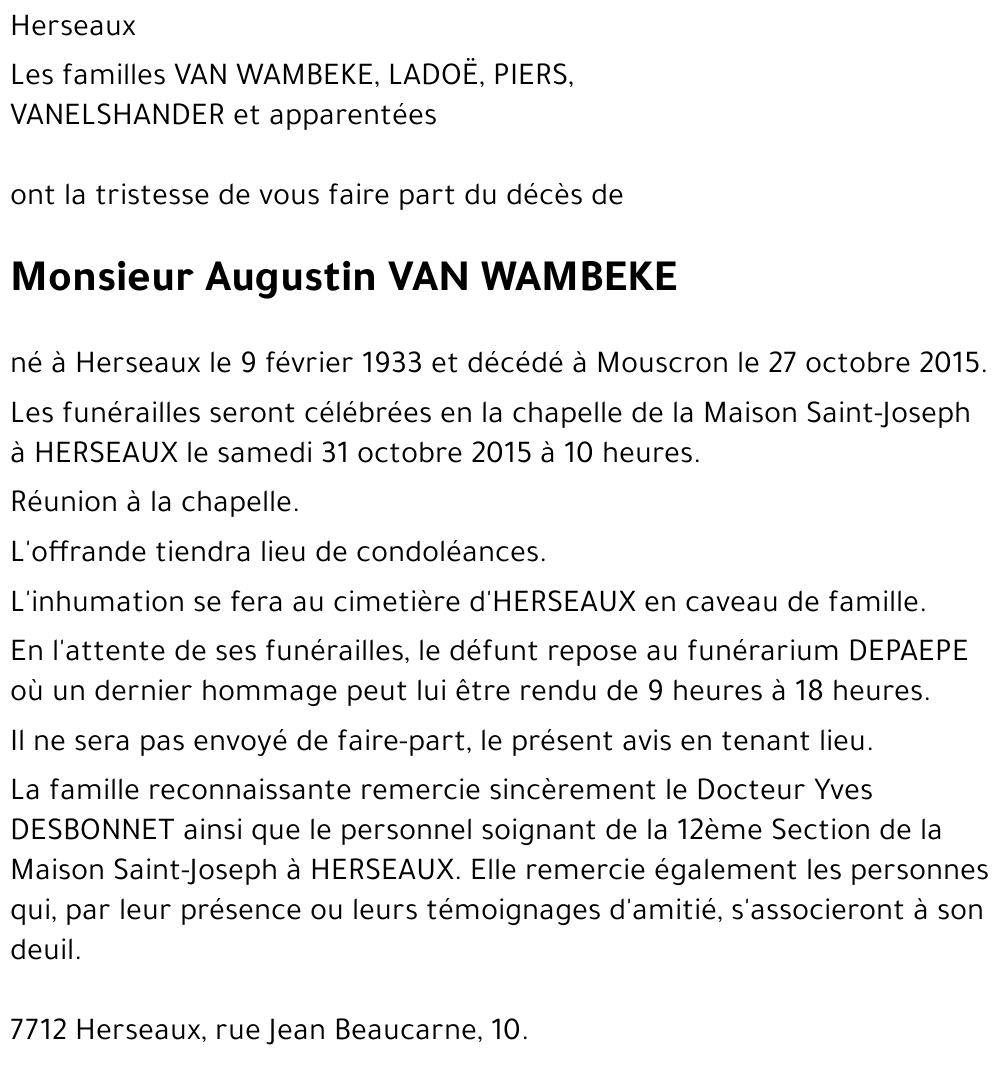 Augustin VAN WAMBEKE