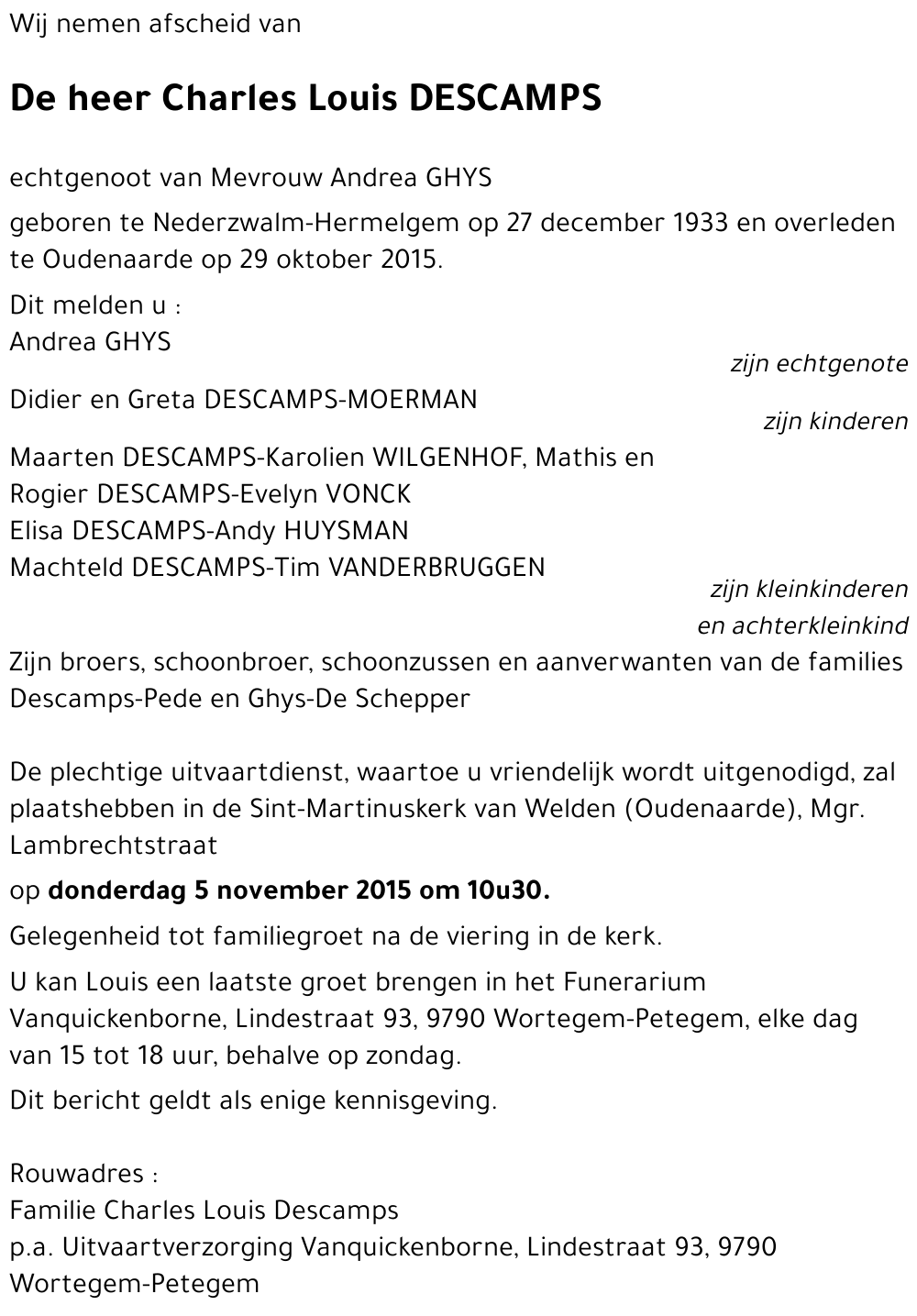 Charles Louis DESCAMPS