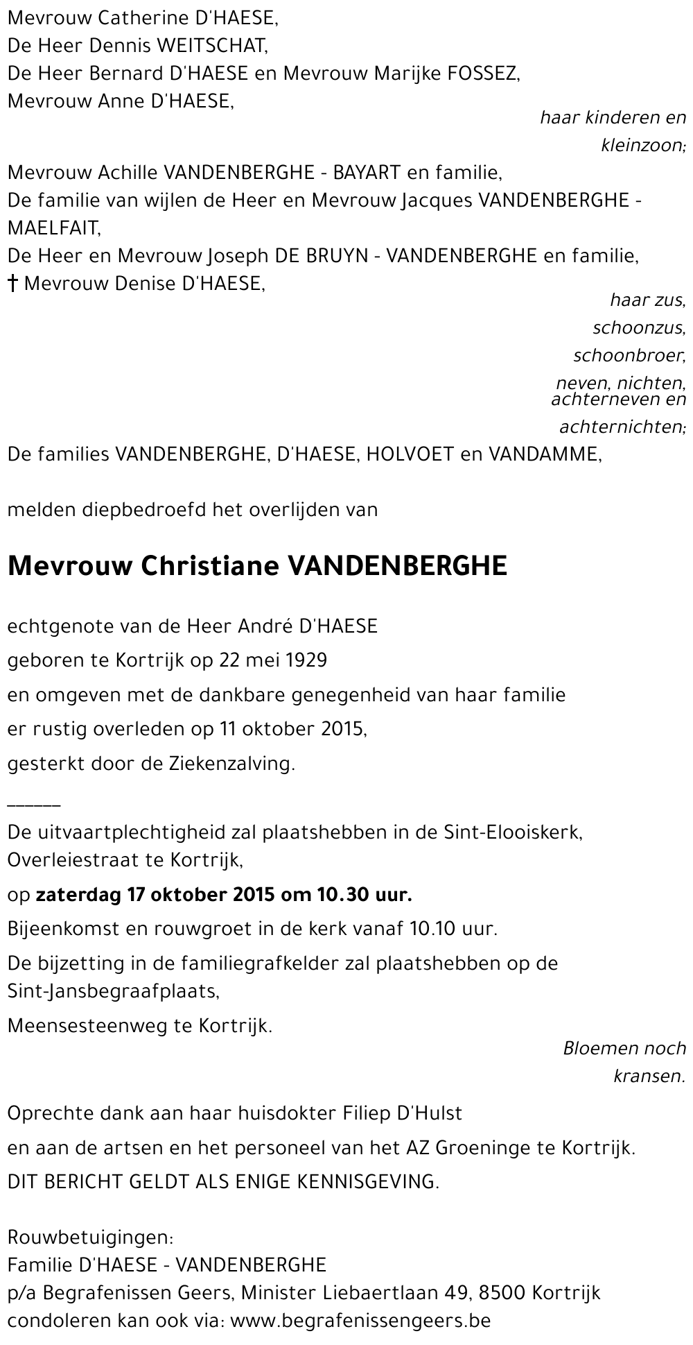 Christiane VANDENBERGHE