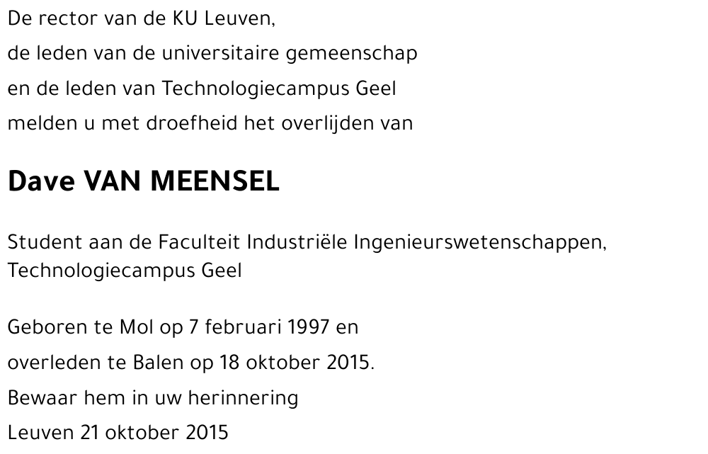 Dave VAN MEENSEL