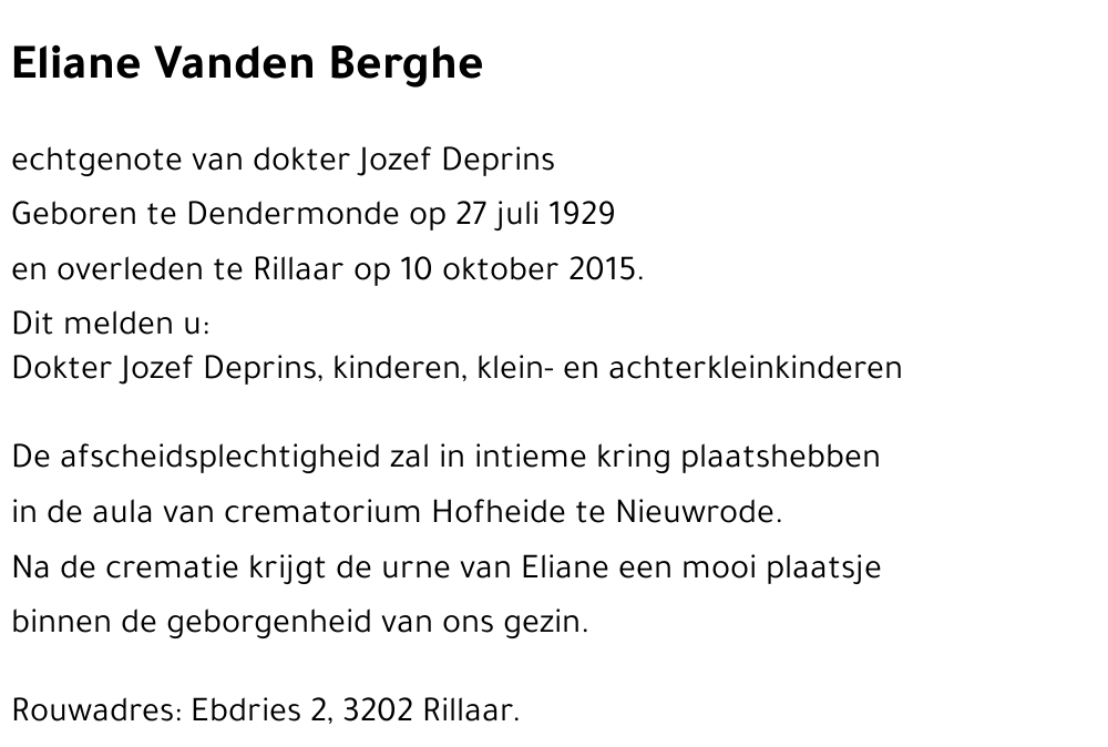 Eliane Vanden Berghe