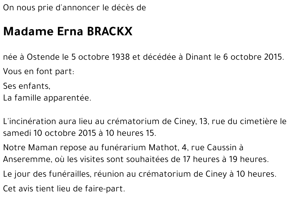 Erna BRACKX