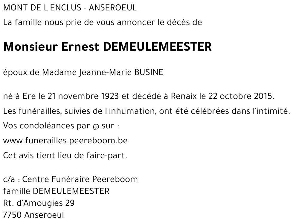 Ernest DEMEULEMEESTER