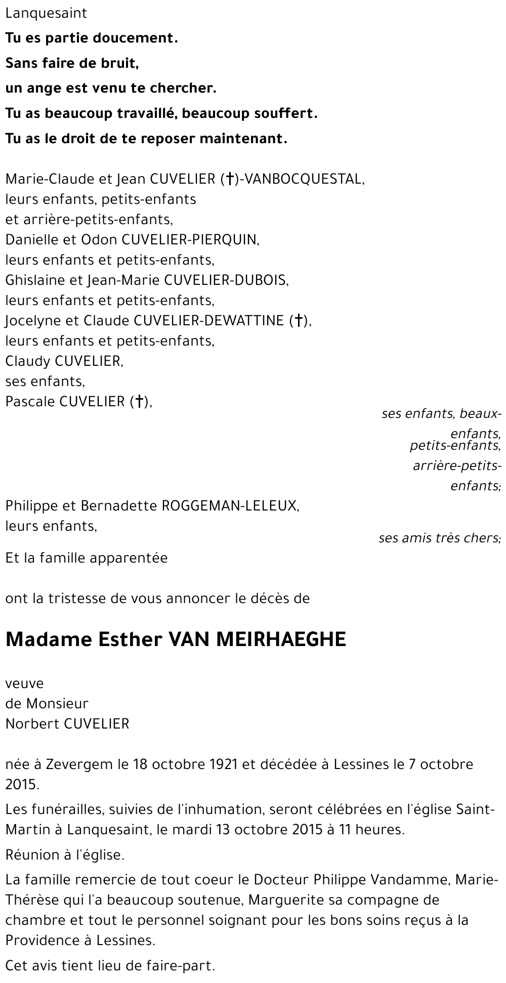 Esther VAN MEIRHAEGHE