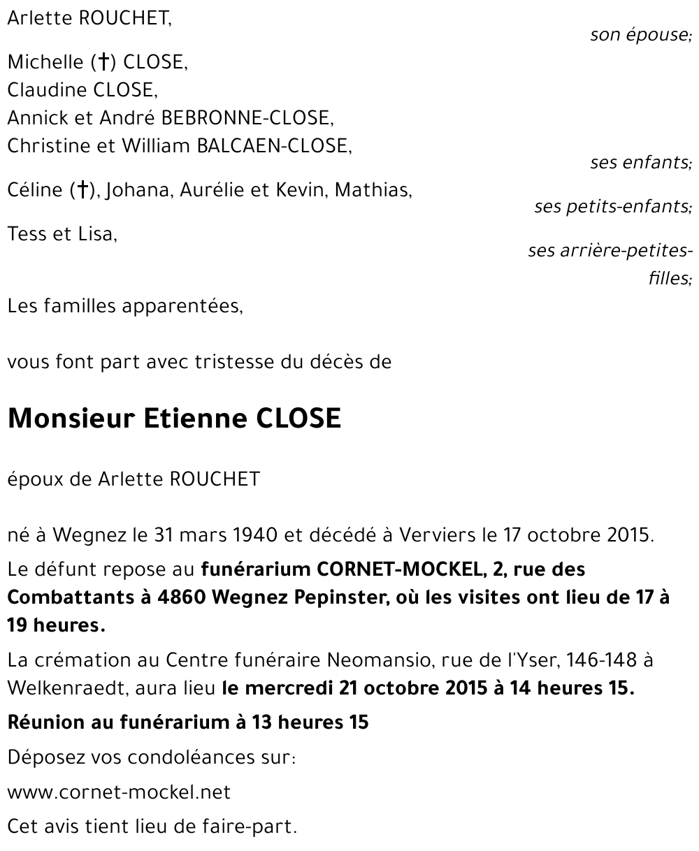 Etienne CLOSE