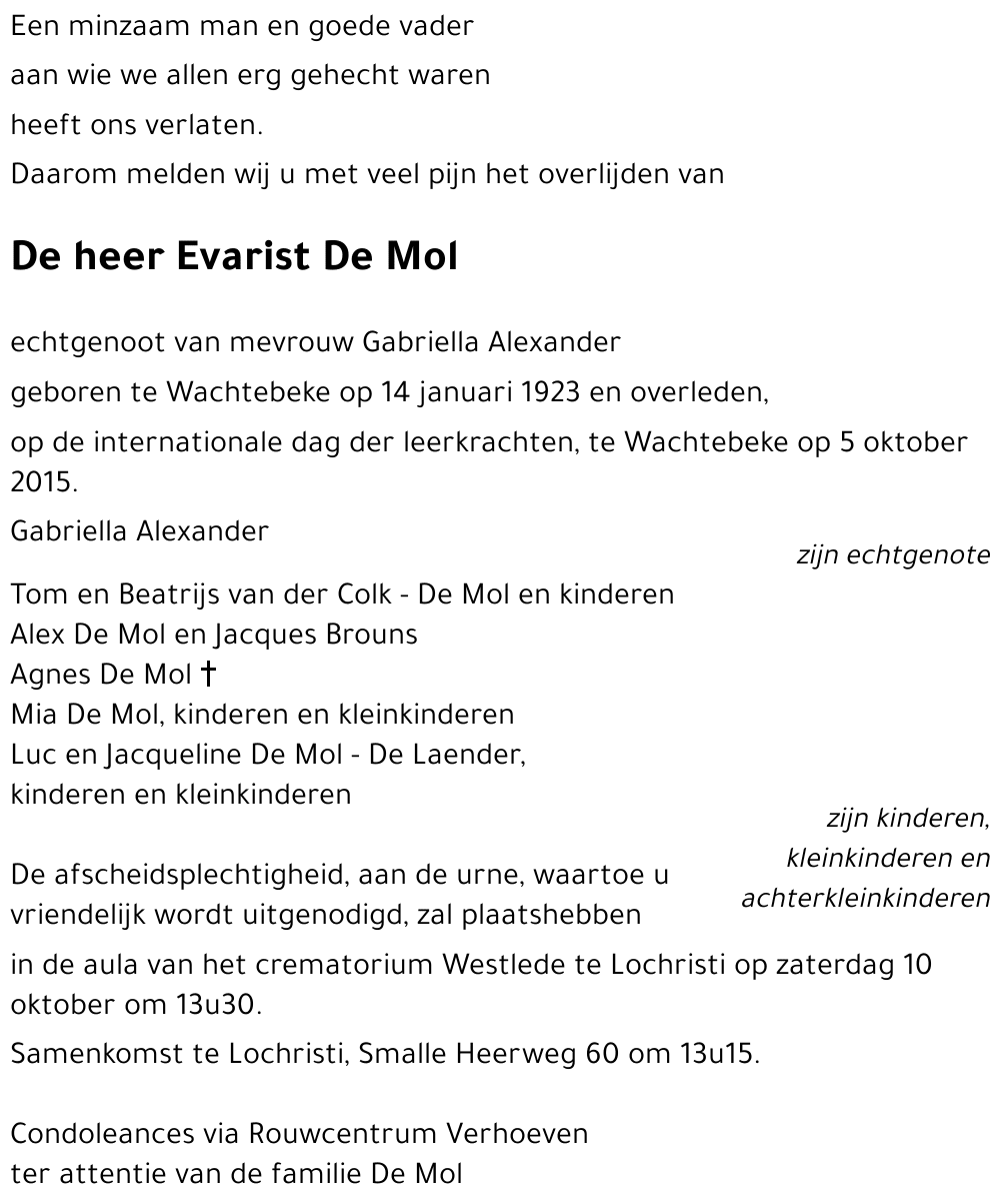 Evarist De Mol