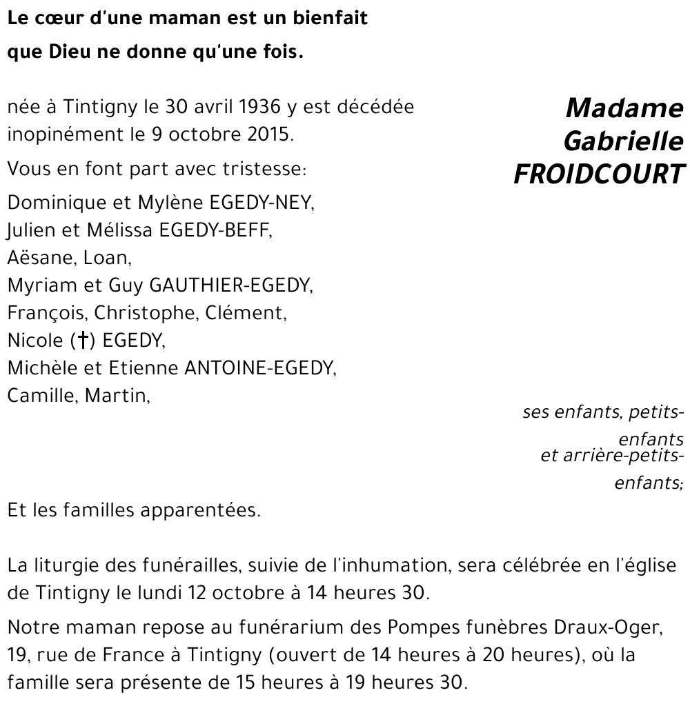 Gabrielle FROIDCOURT